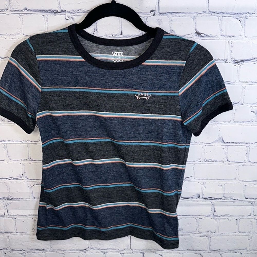 Vans Cropped Striped T-Shirt - Size XS - Excellent Condition